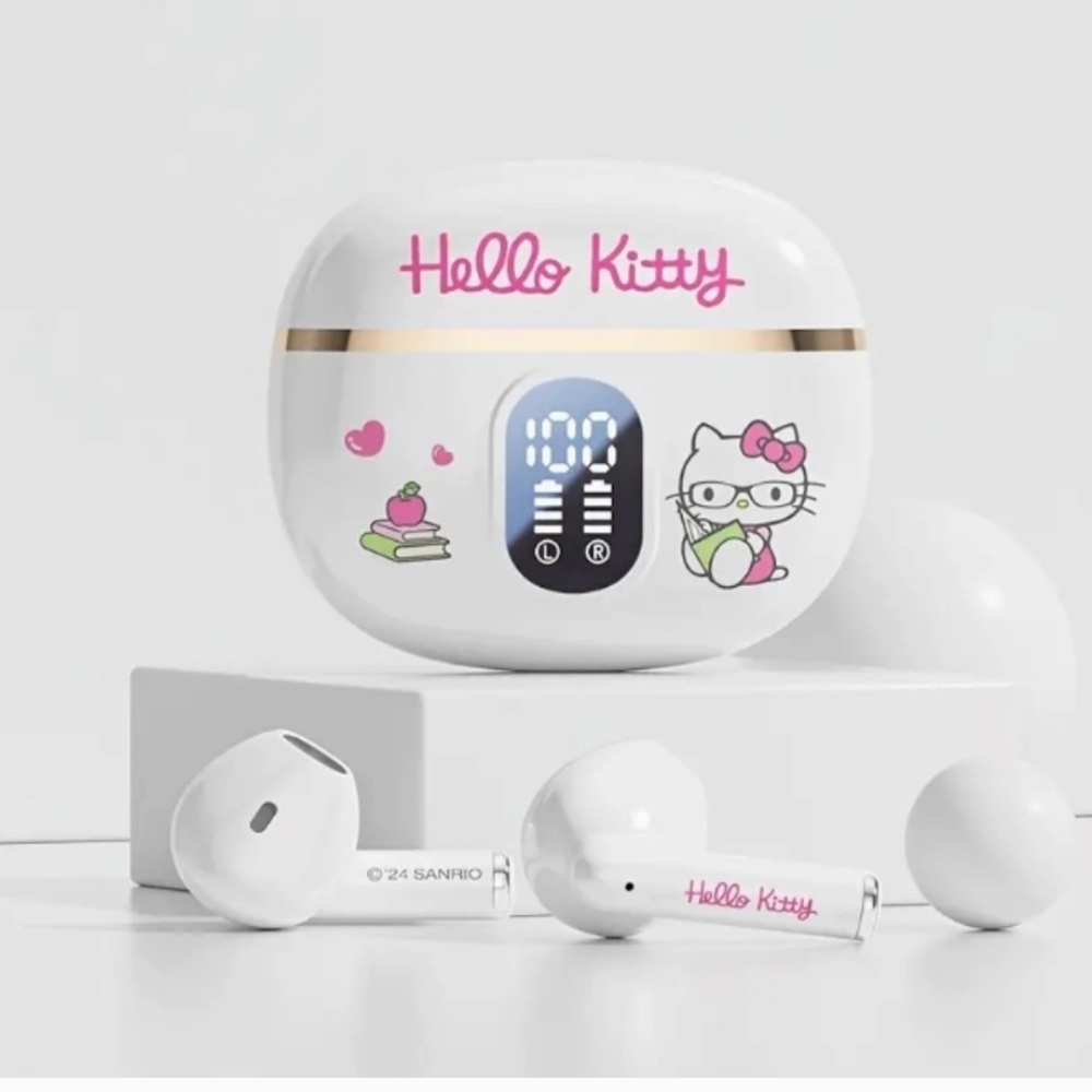 G329 Sanrio Hello Kitty Licensed Wireless Bluetooth Earphones, (NIB)